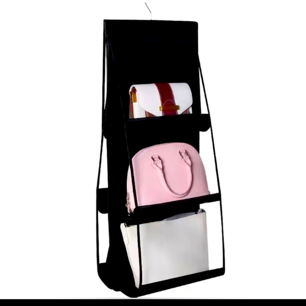 Purse Storage Hanging Organizer Black Holds 6